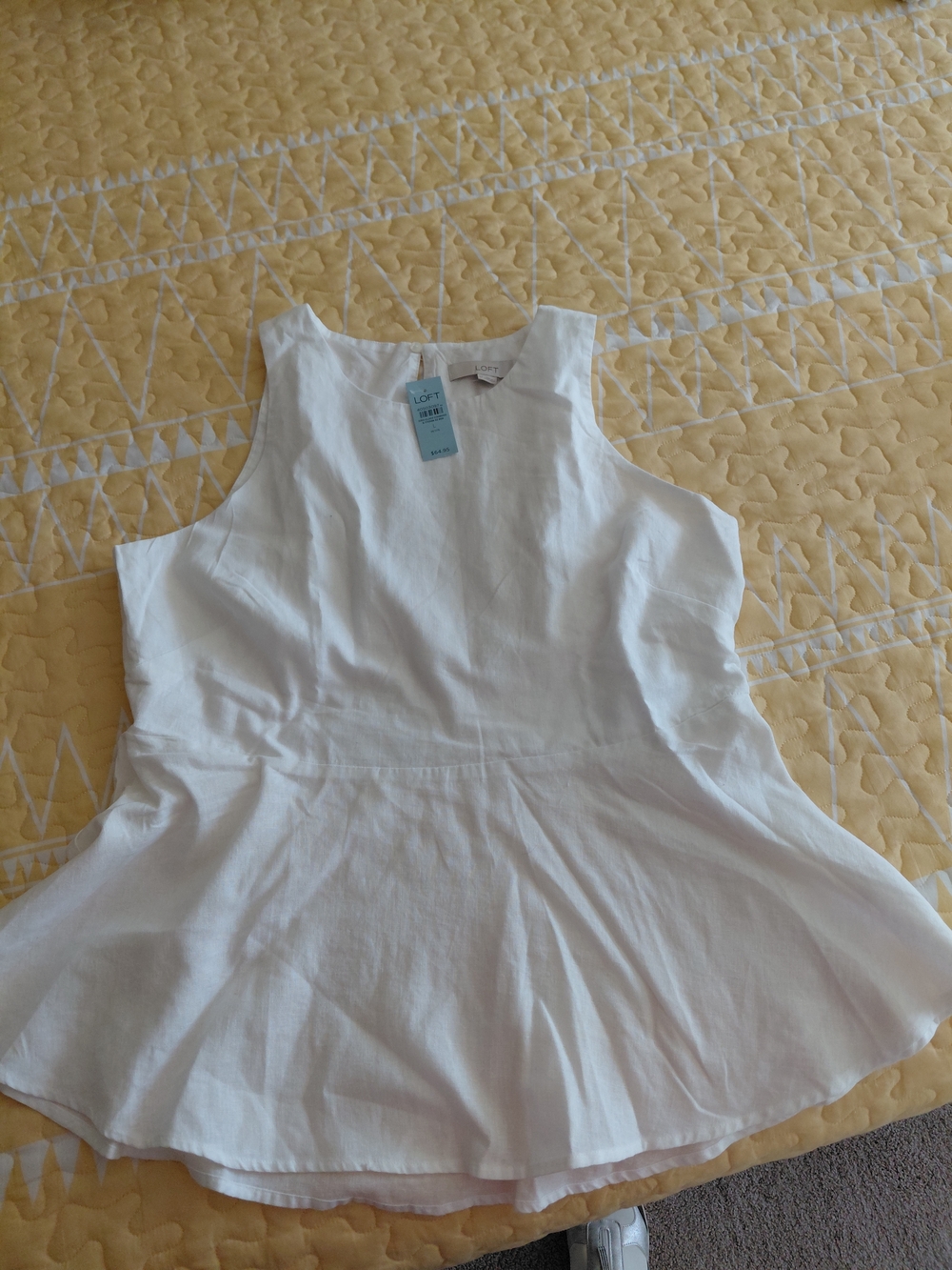 LOFT White Linen Peplum Top
